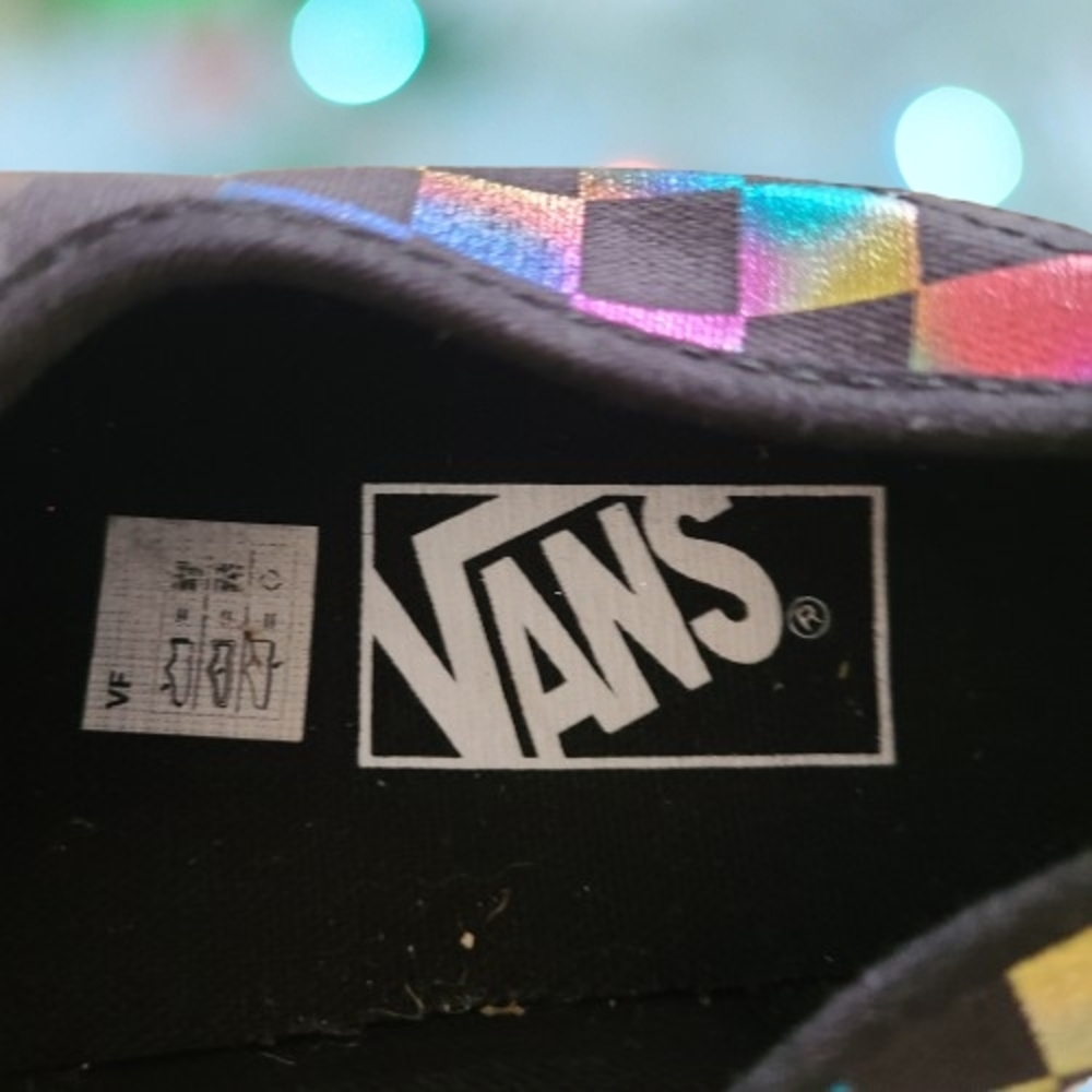 VANS Unisex Multicolor Checkered Tie Slip-On Sneakers, Size 6/M, 7.5/W #JR15-6 - Picture 6 of 8